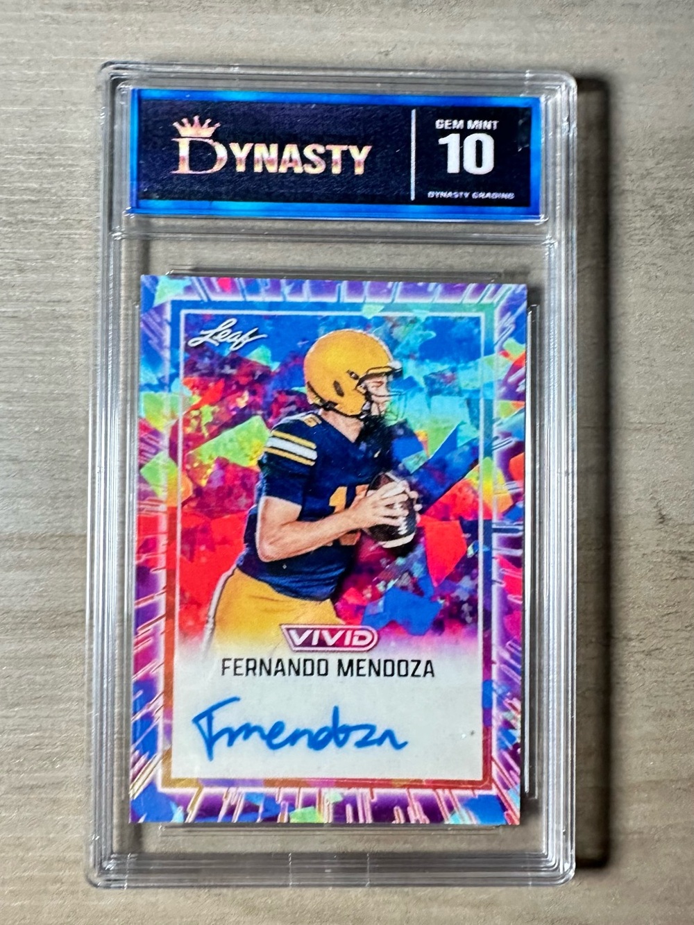 Fernando Mendoza Rookie 2025 Signed Holo Leaf #BA-FM1 Gem Mint 10 Novelty Card.